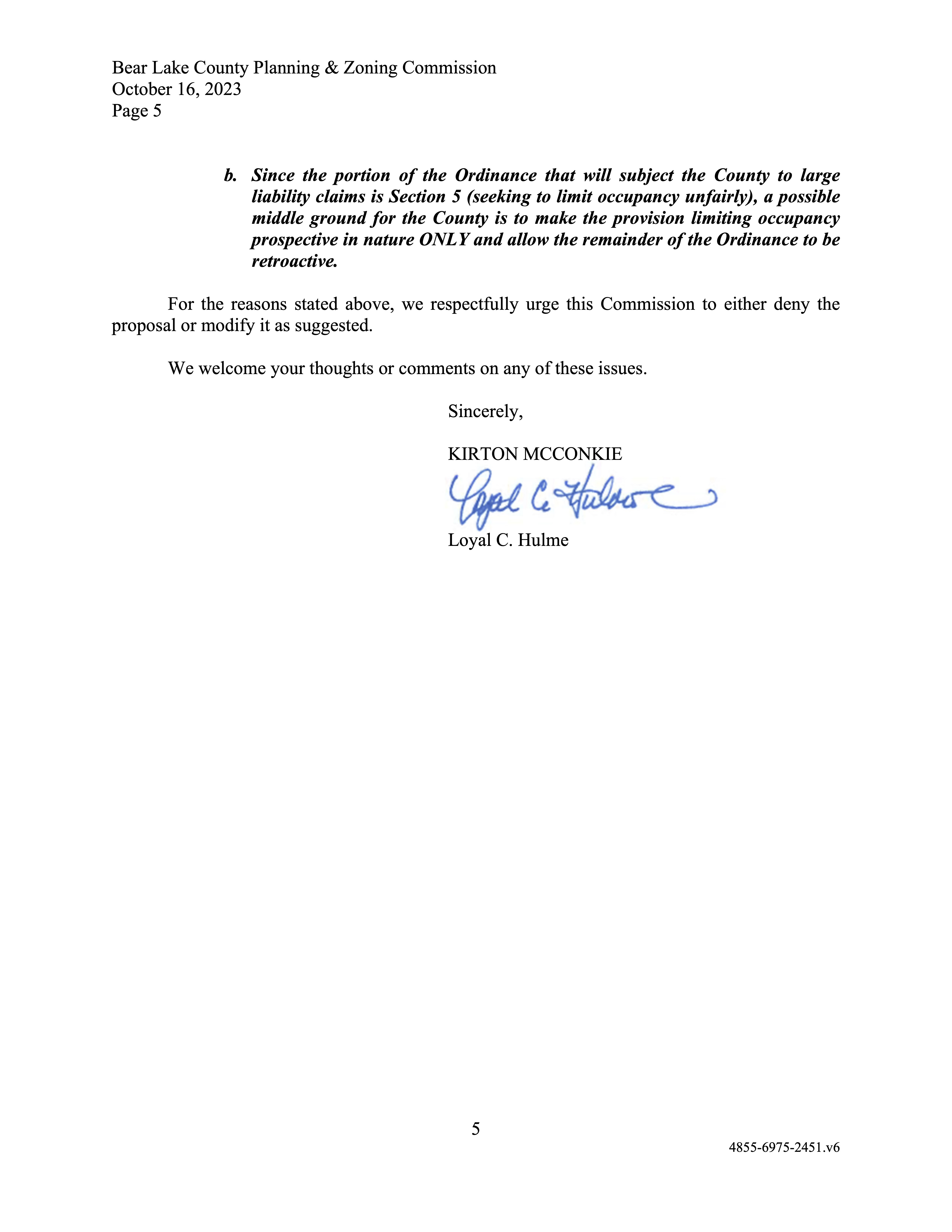 Bear Lake Short-Term Rental Alliance Commissioner Letter Page 5