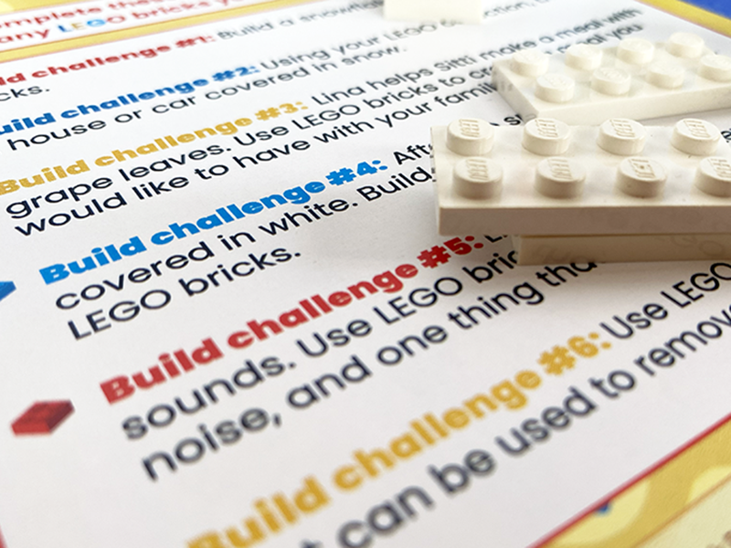 LEGO Brick Building Challenges for Ten Ways to Hear Snow