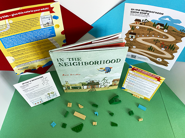 In the Neighborhood kit contents from Brick Based Learning