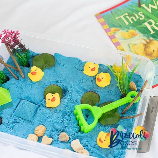 Playing with Duck Pond Sensory Kit
