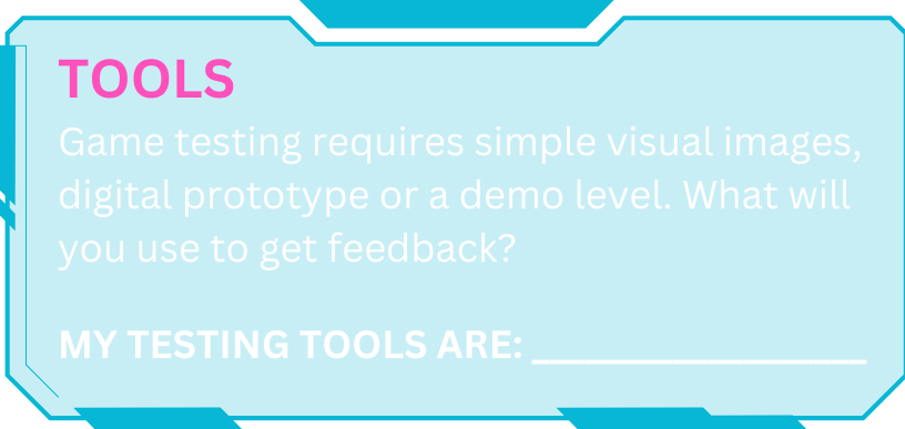 Playtest planning: Tools My testing tools are