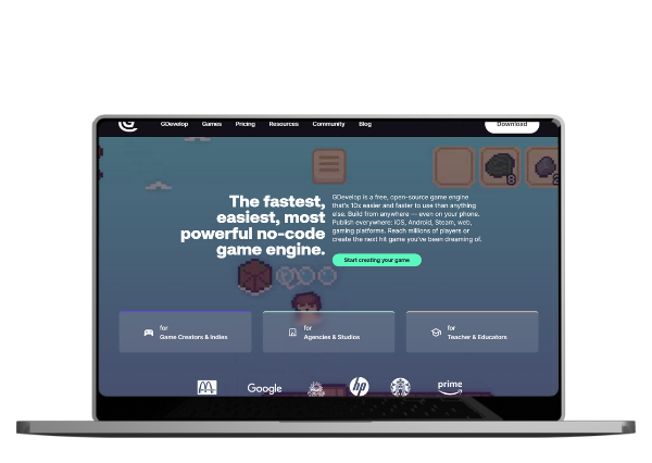 GDevelop Game Design Tool GDevelop login screen