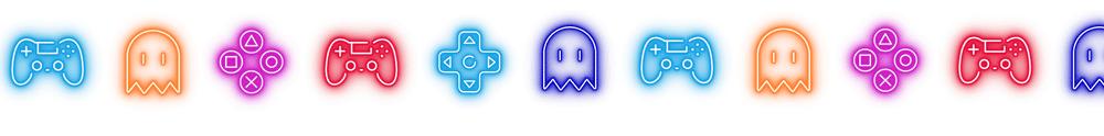 Neon game icons Video Game icons in a row