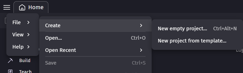 GDevelop Create project UI Create project in GDevelop UI