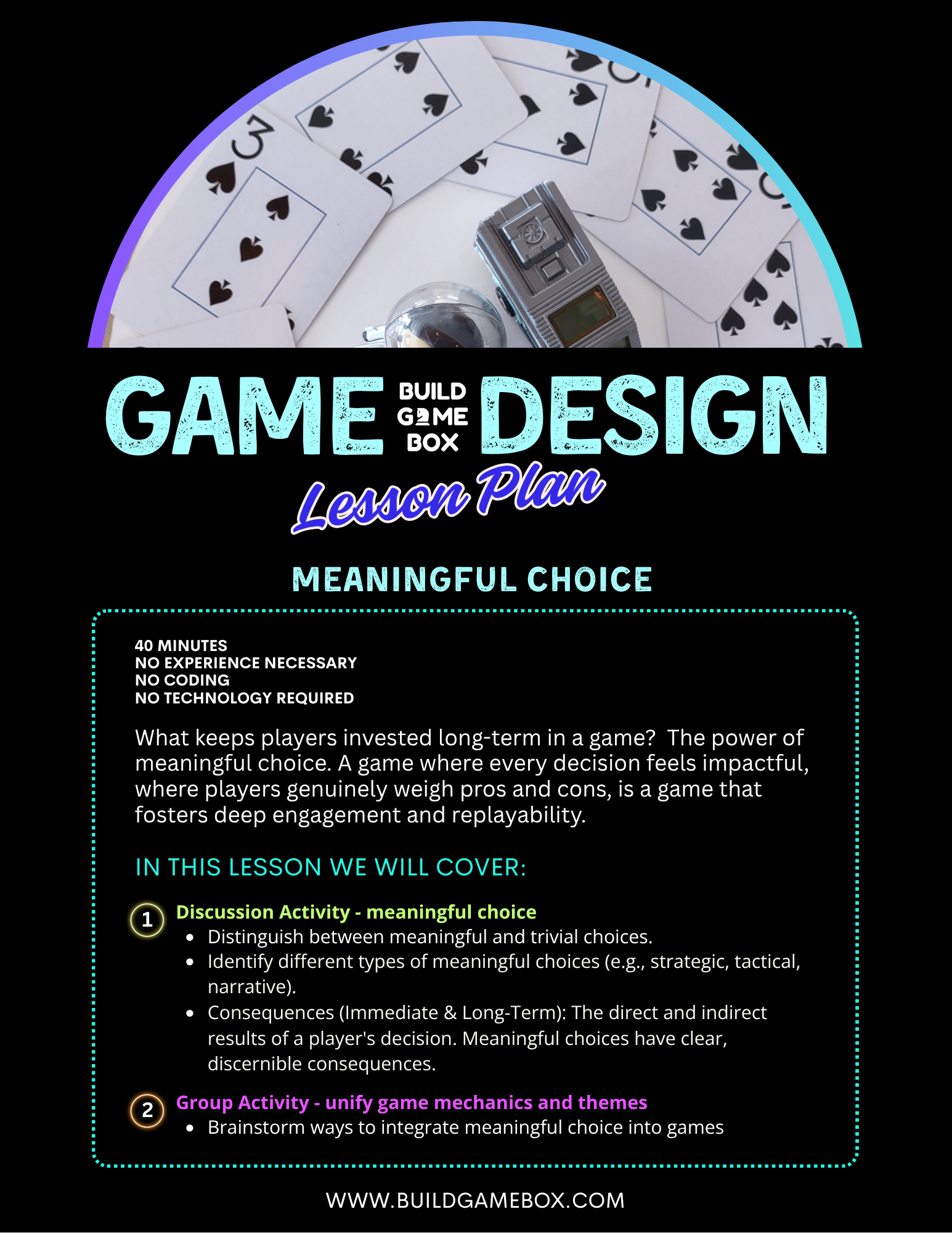 Lesson Plan for Meaningful Choice from Build Game Box