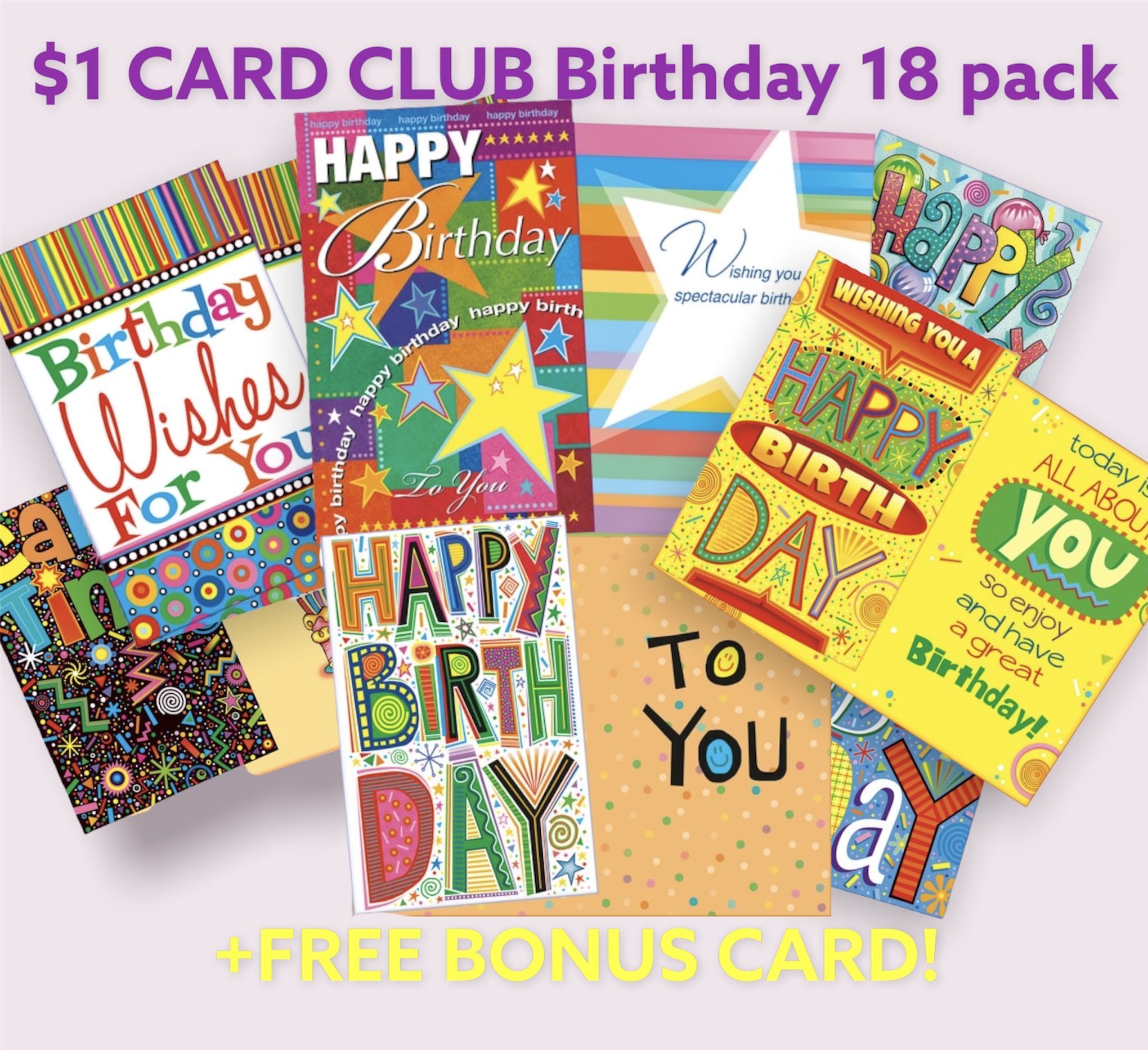 Dollar Card Club Birthday 18 Pack