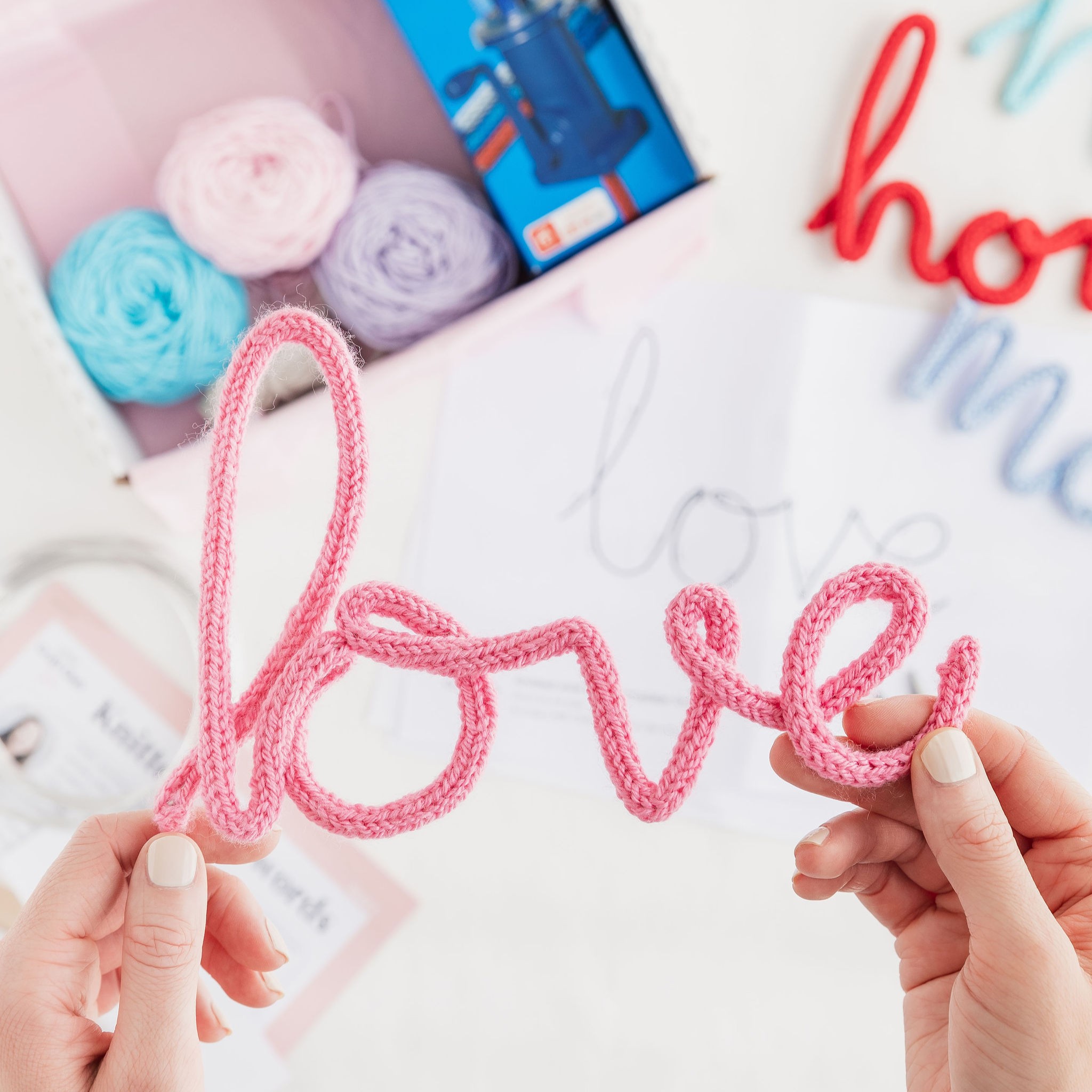 Knitted wire words