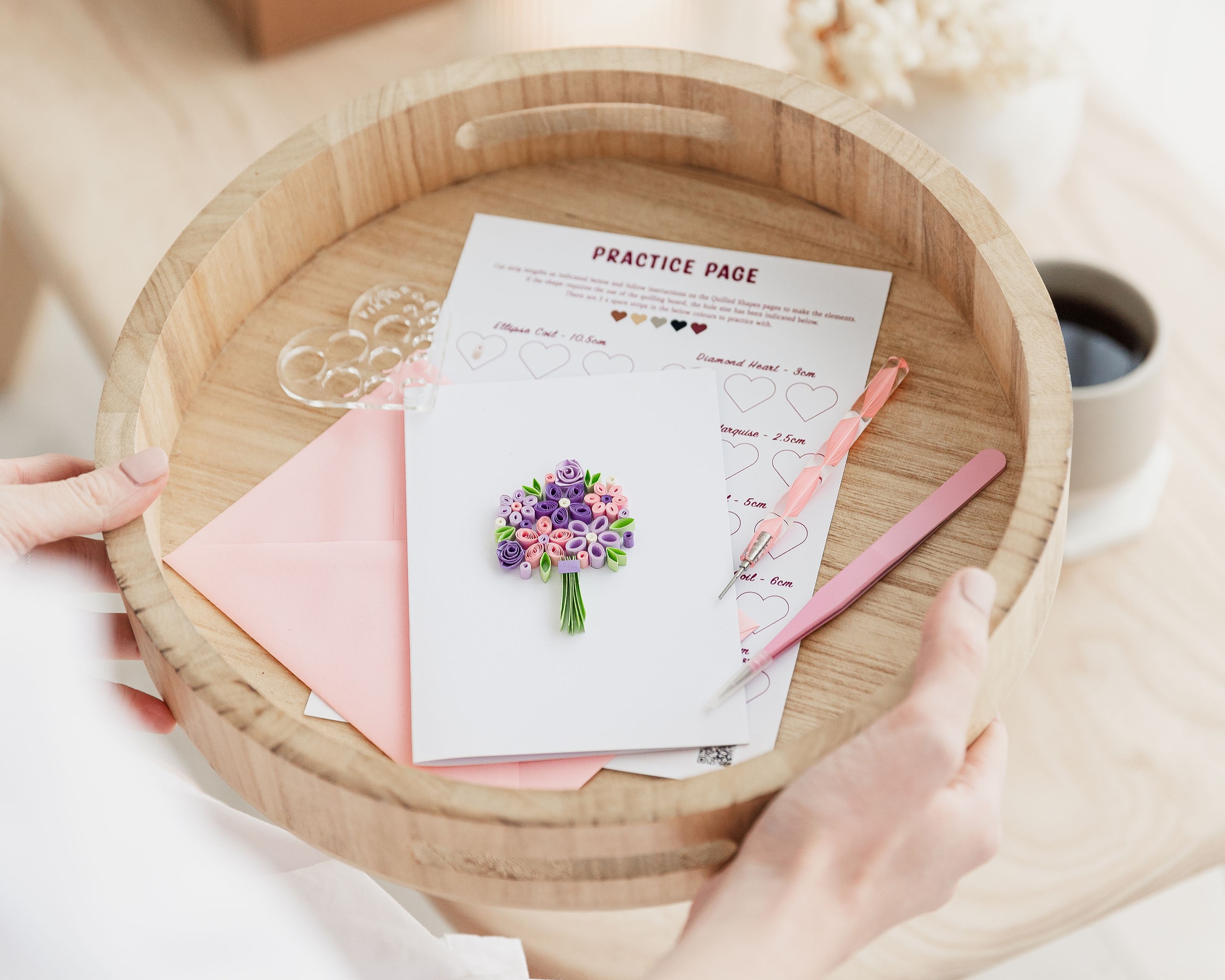 A beautiful Cosy Craft Club monthly kit ready to open