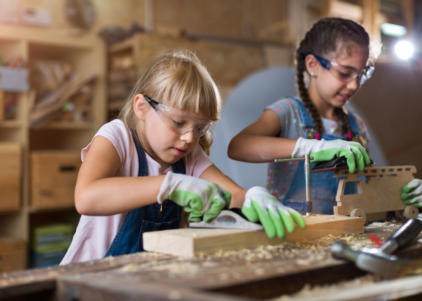 children woodworking