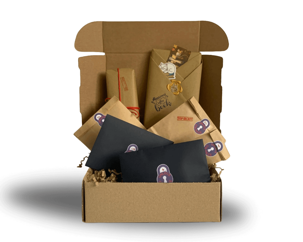 cozyread brown box filled with wrapped gifts