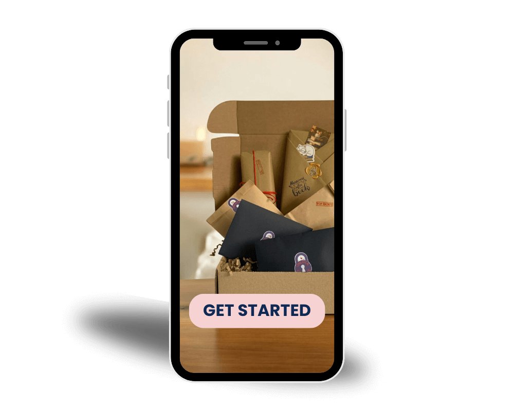 cozyread, wrapped box on mobile screen