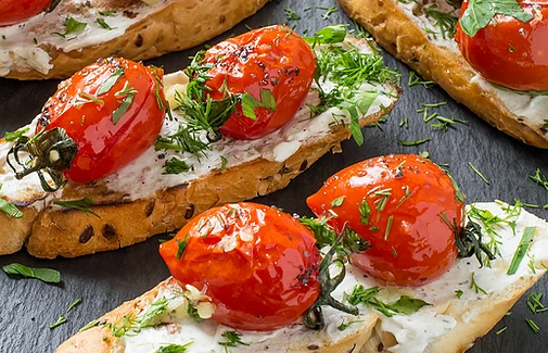 Goat Chèvre and Blistered Tomato Crostini with Fresh Herbs