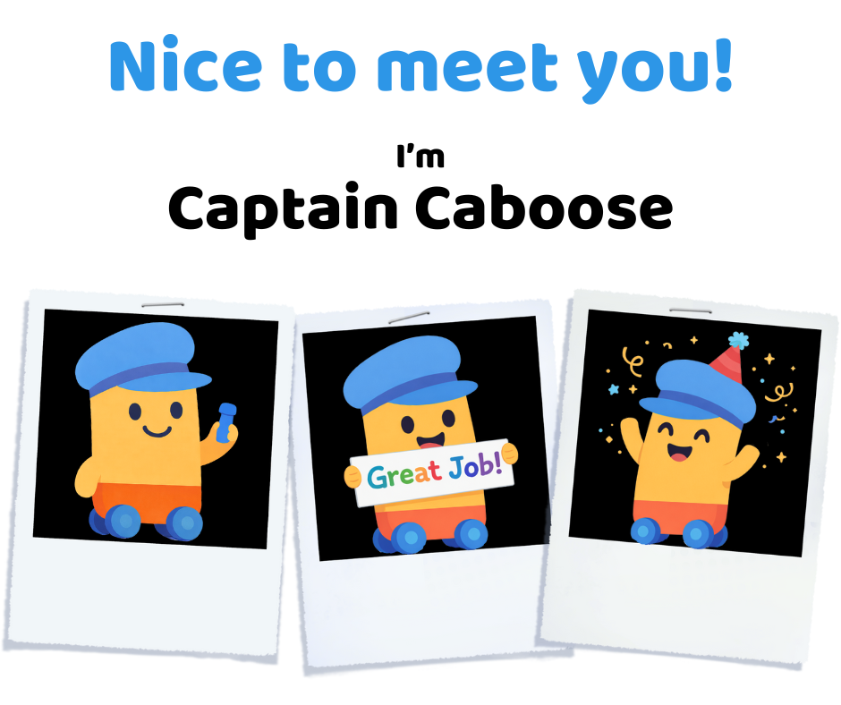 Captain Caboose character - celebration champion who makes birthdays special