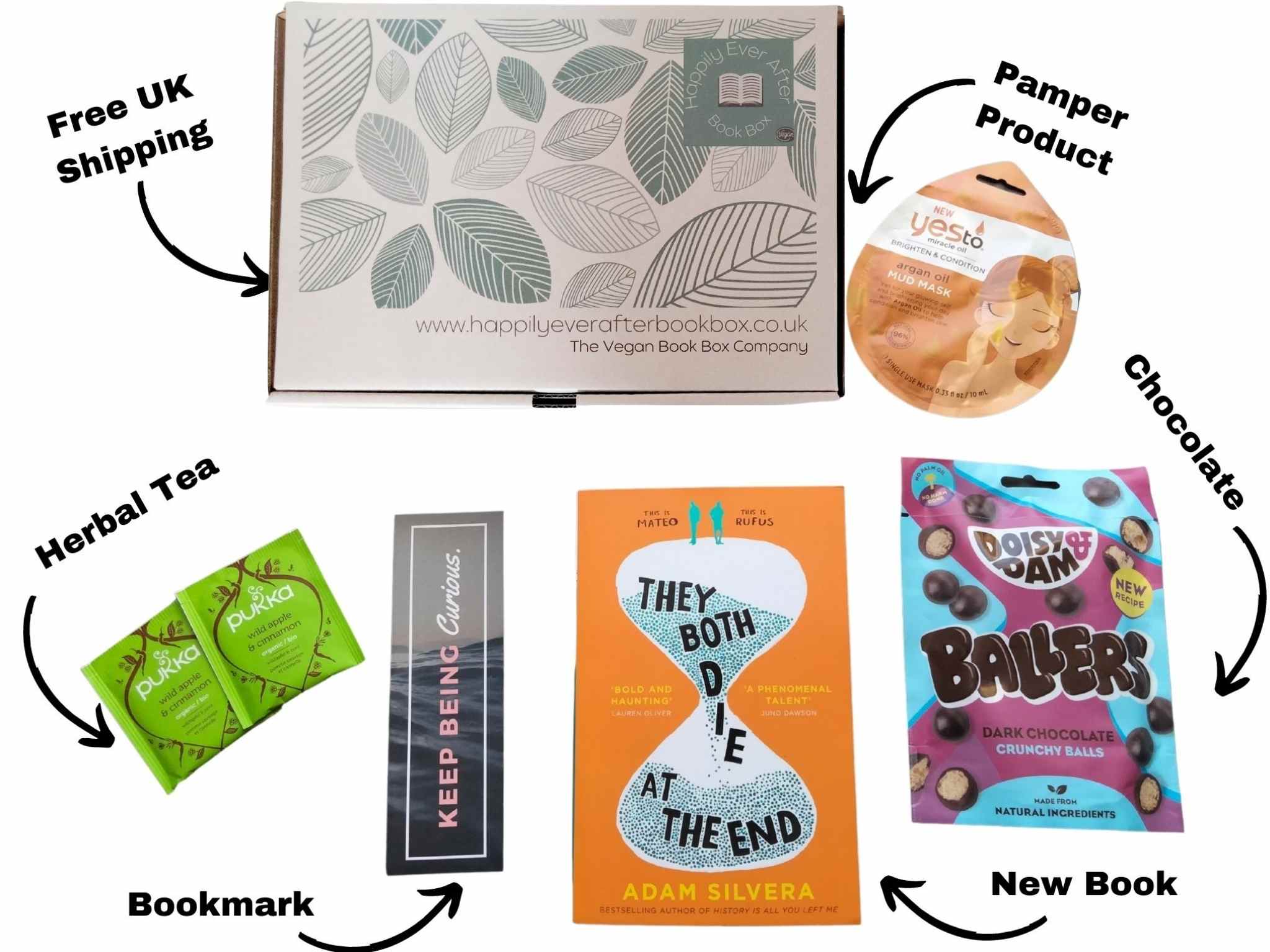 Book Subscription Box UK. Subscription box for vegans with gifts. Pamper subsciption Box. The Book and Pamper Book Subscription Box