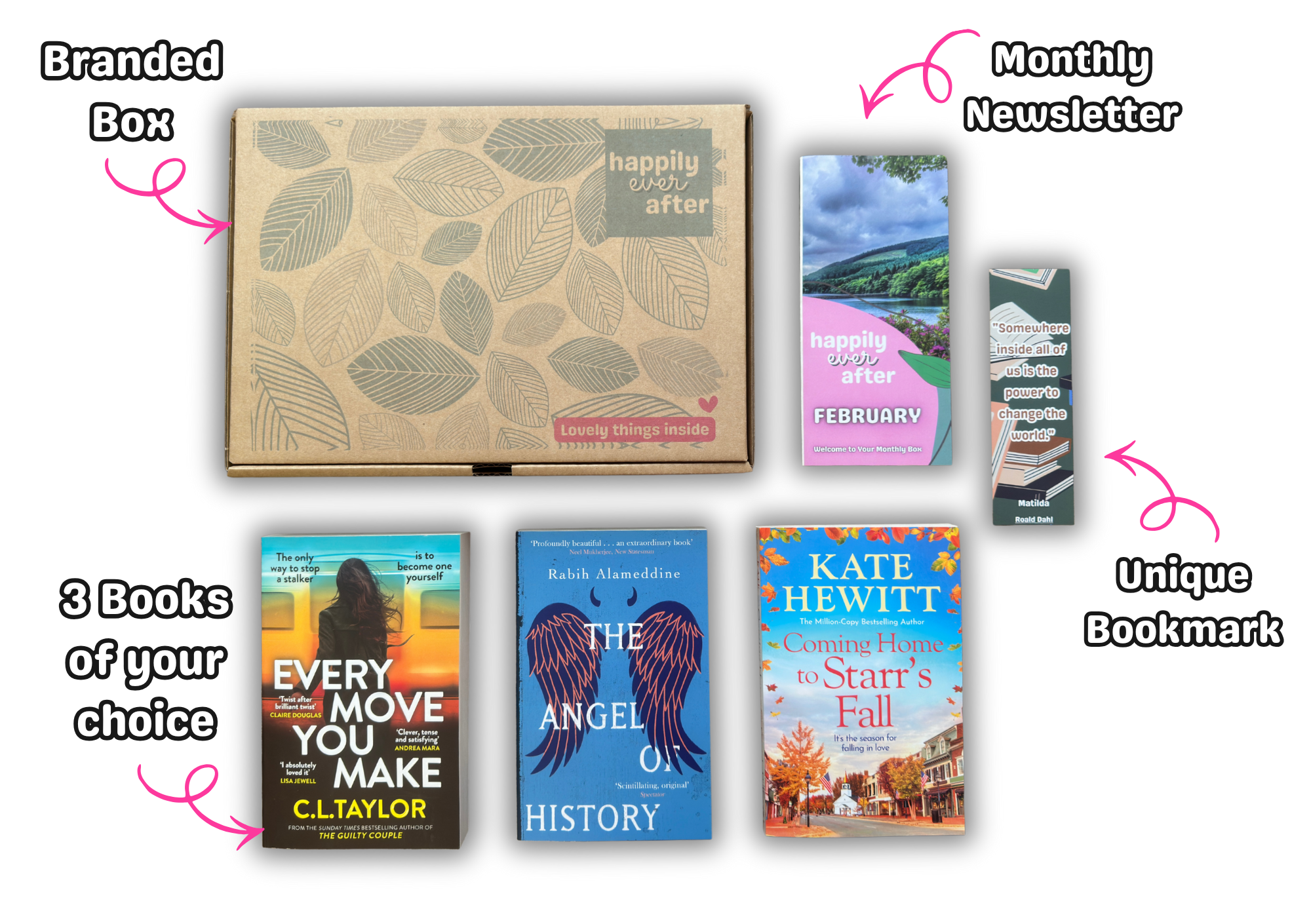 mystery book boxes on a monthly subscription. 