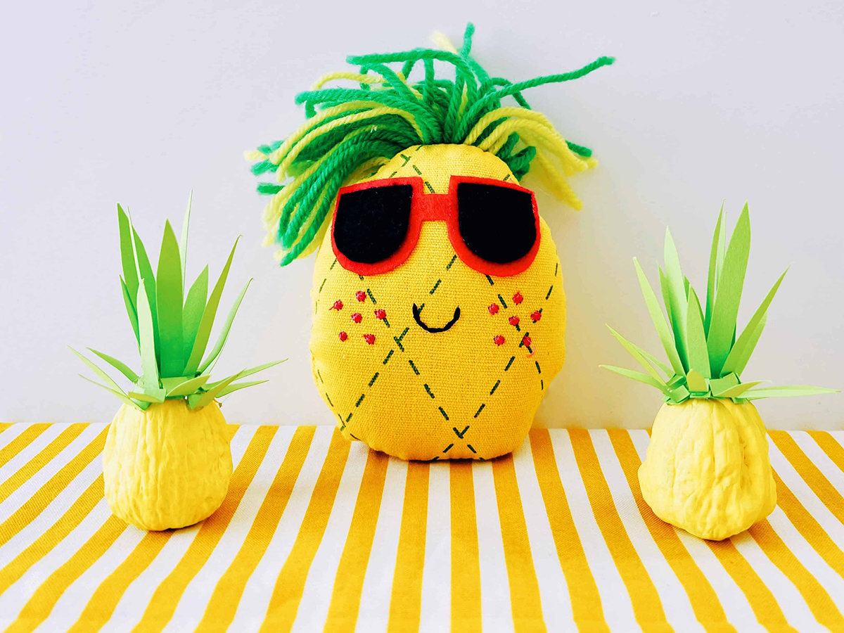 Preschool Craft Idea - Painted Walnut Pineapples