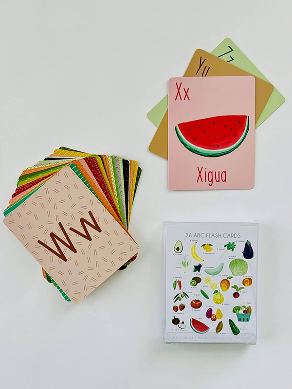 Farmer's Market themed abc flash cards with pictures