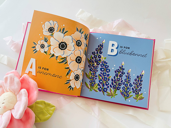 ABC flower themed hardcover book for babies, toddlers, and kids