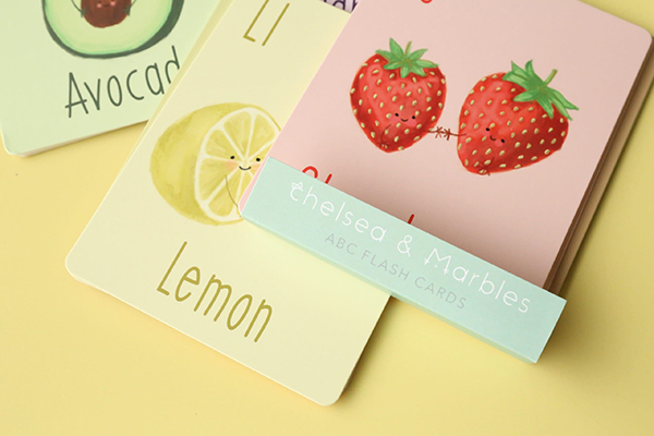 fruit themed alphabet flash cards