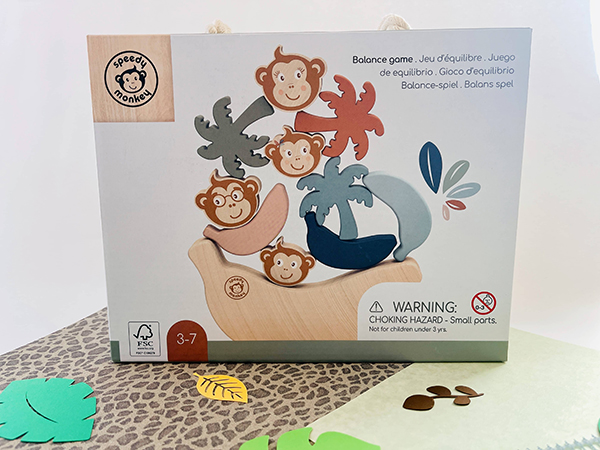 jungle animal balance game from the July 2023 Howdy Baby kids subscription box for girls and boys