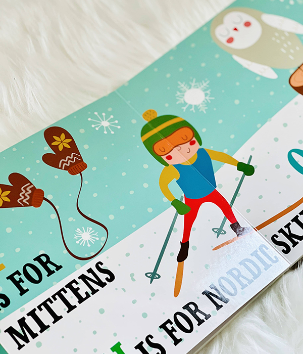 winter themed baby alphabet board book