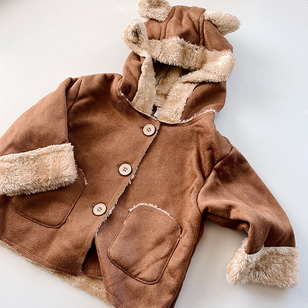 baby bear hooded jacket from the November 2023 Howdy Baby Box subscription