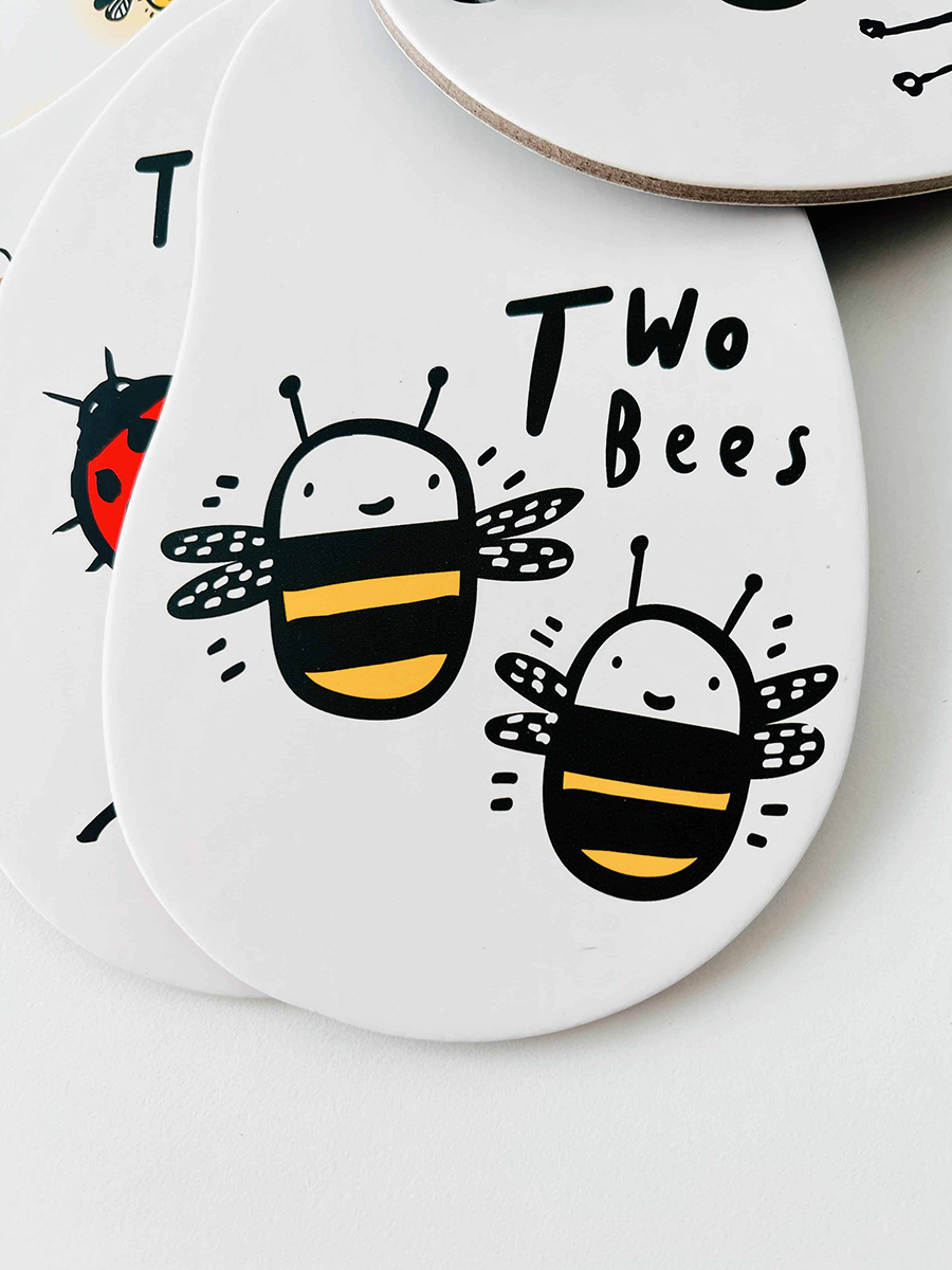 bee themed counting cards for babies from howdy baby new mom subscription box