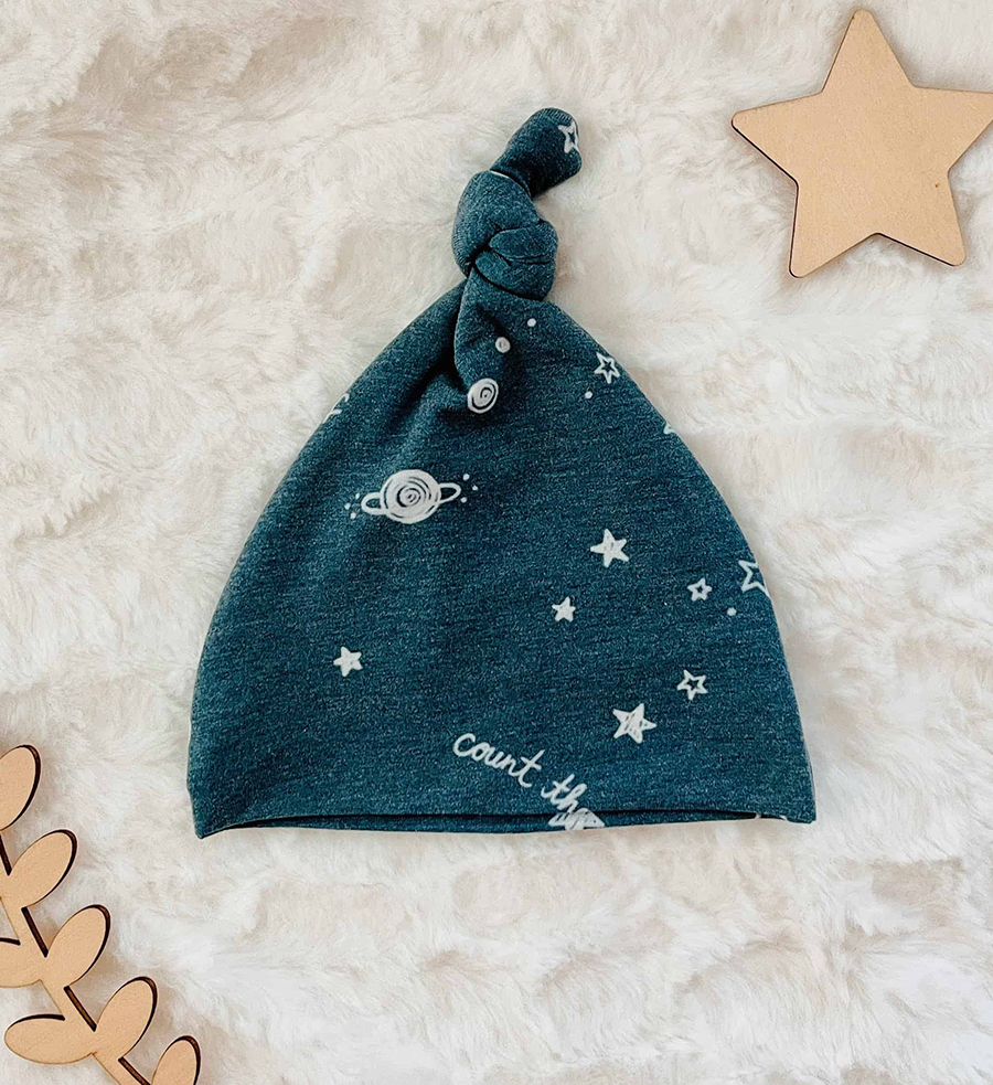 starry dreams baby top knot hat