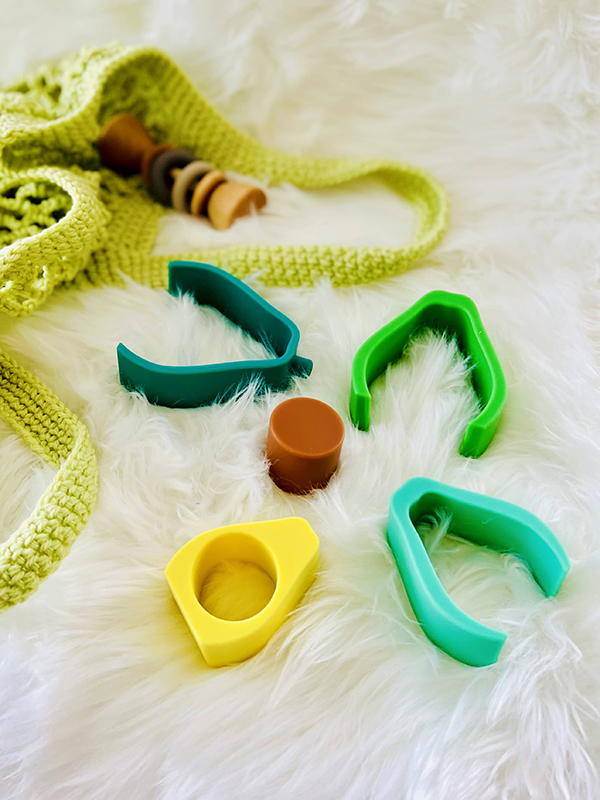 avocado stacker from the September 2022 Howdy Baby toy subscription box
