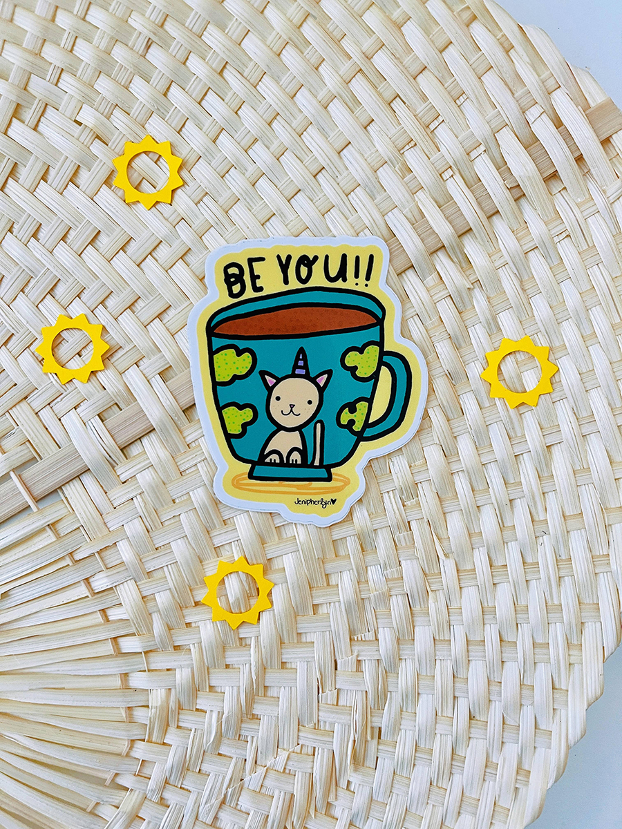 be you cat sticker from Howdy Baby subscription box for moms and kids