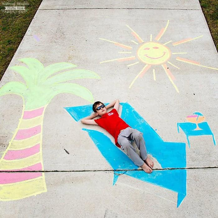 chalk art beach scene