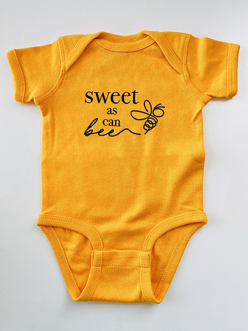 yellow sweet as can bee onesie for baby