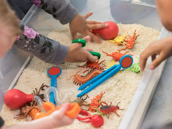 bug themed sensory bin for toddlers and preschool aged kids