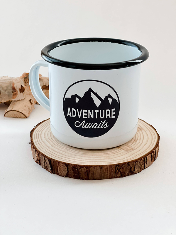 camp enamel mug mom self care item from the Howdy Baby children's subscription box