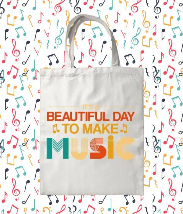 music themed canvas tote bag