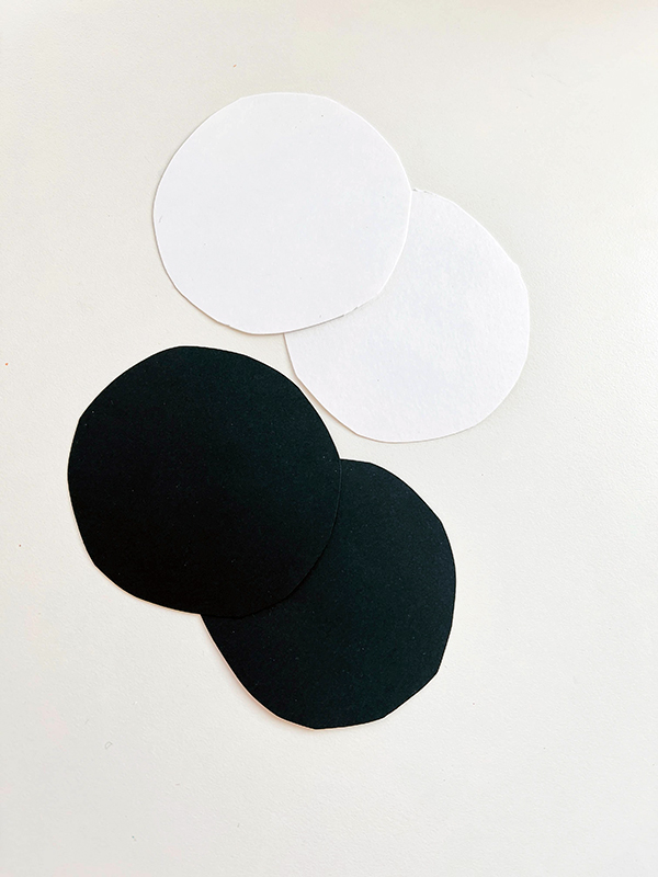 black and white card stock circle cut outs