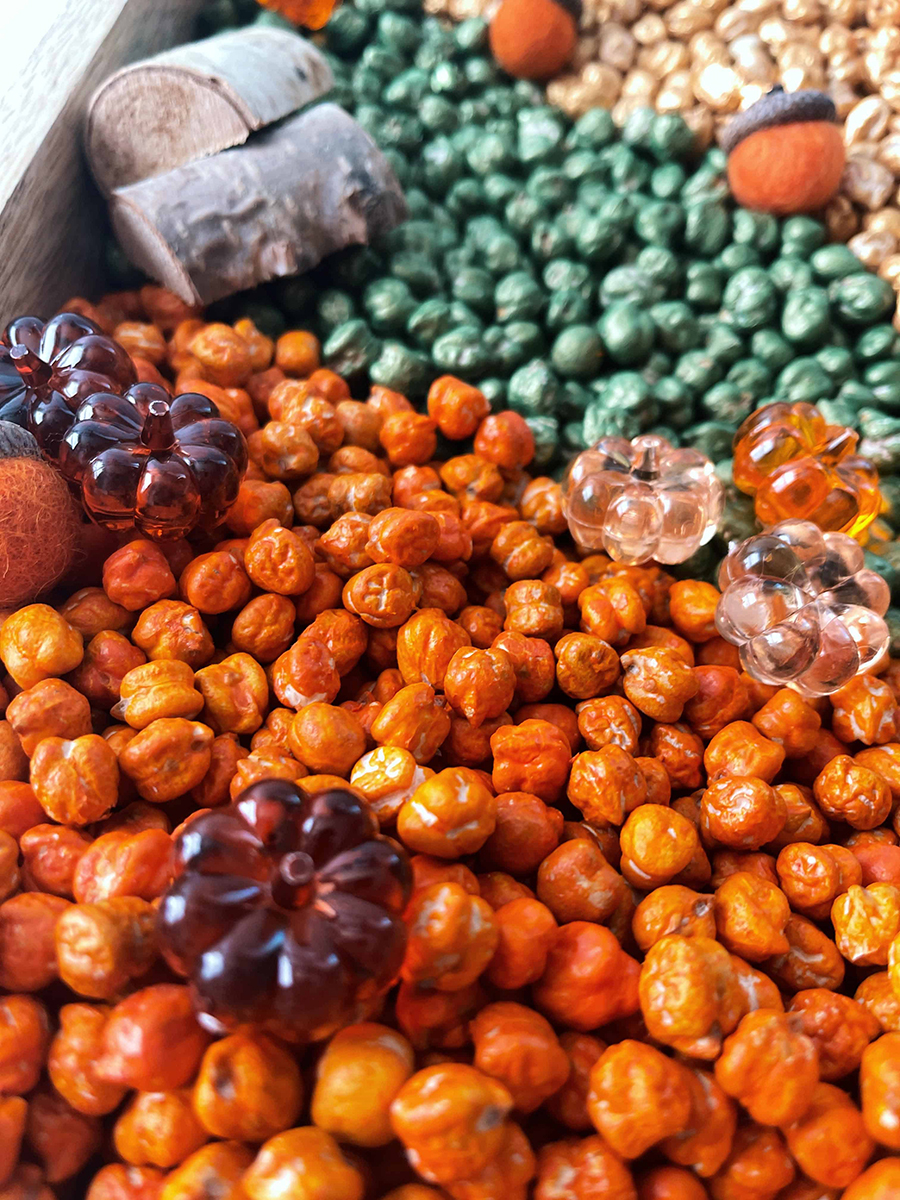 chickpea sensory bin for kids