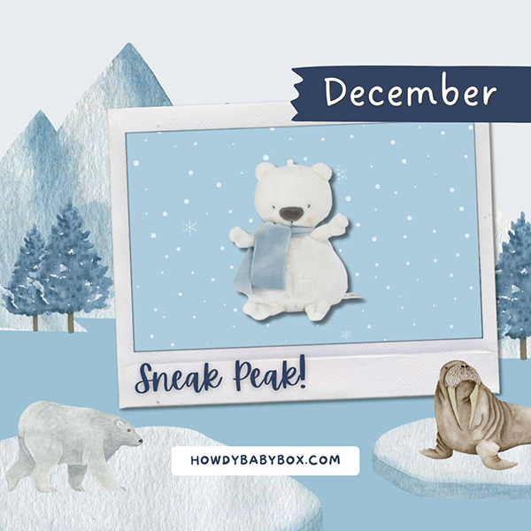 Howdy Baby Box December 2024 sneak peek 2 Boris polar bear plushie