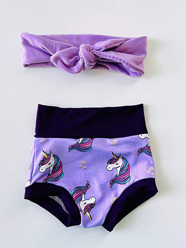 unicorn diaper covers and headband for baby girls