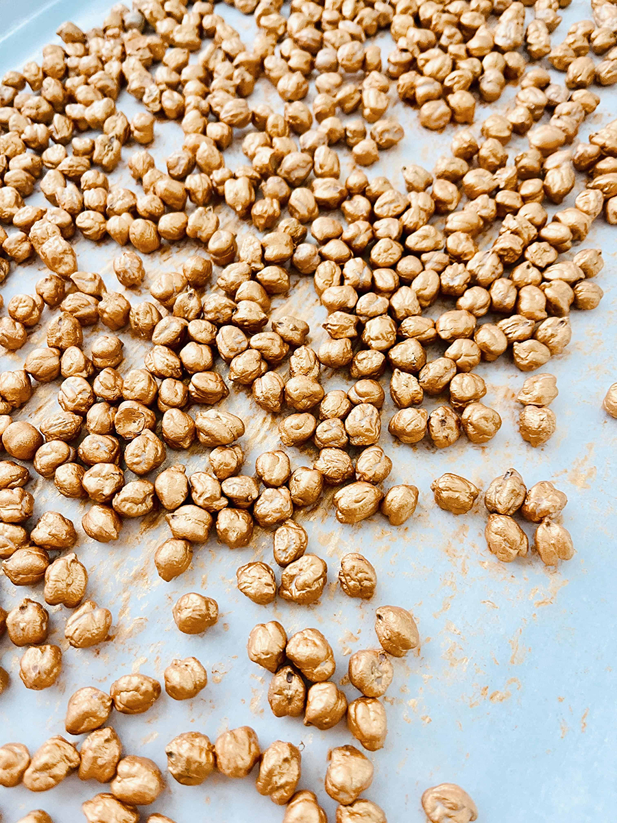 gold painted chickpeas