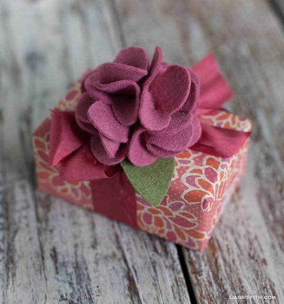 felt flower gift topper