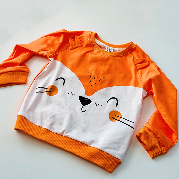 orange fox kids pull over sweatshirt