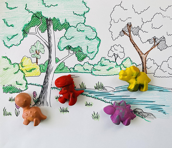 kids dino shaped crayons ideas for sensory play