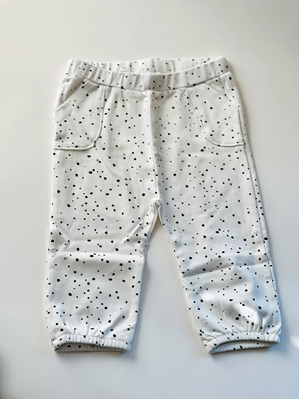 white pebble print infant pants