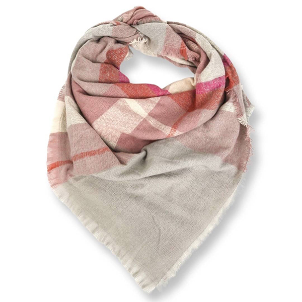 pink and beige infinity scarf for women