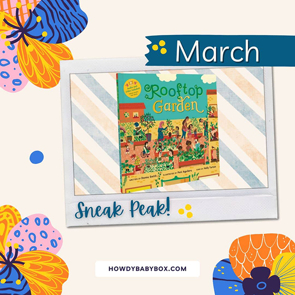 Rooftop Garden book Howdy Baby Box March 2024 baby and kids subscription boxes sneak peek