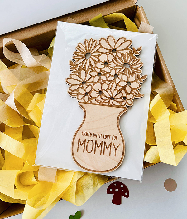 wooden flower stand for mom from April 2024 Howdy Kids activity boxes