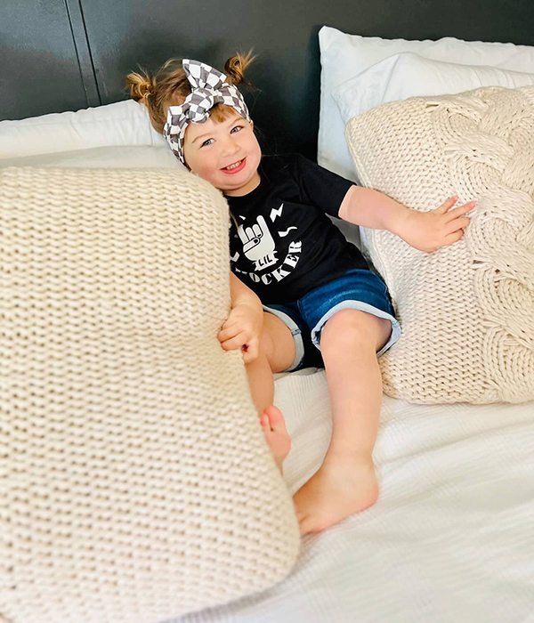 toddler girl wearing a lil rocker t-shirt