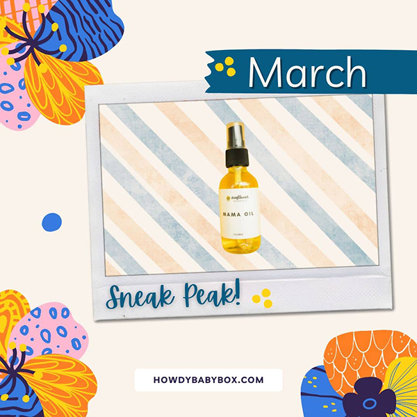 March 2024 Howdy Baby Box sneak peek 1 Mama Oil self care product for mom