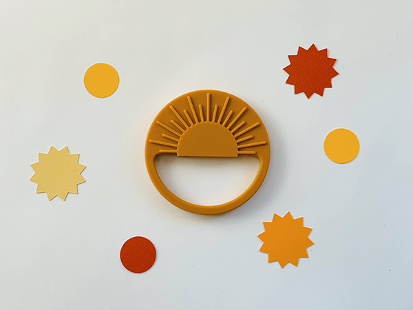 silicone sun shaped teether from the April 2023 Howdy Baby maternity box subscription